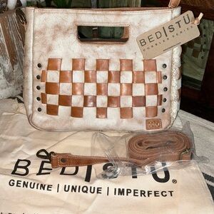 NWT Bed Stu Leather Keiki Crossbody Bag Handbag Nectar Lux Tan Rustic MSRP $235